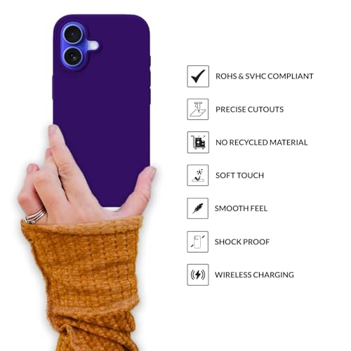 Image of SPRIG Compatible with iPhone 16 Premium SilkTone (Liquid Silicone) Back Cover Drop Tested Shock Proof Mobile Case for Men, Women, Boys and Girls with Camera Protection (Dark Violet)