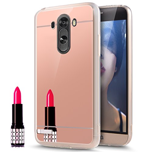 LG G4 Case, LG G4 Mirror Case,LG G4 Cover,ikasus Plating TPU Mirror Back Case Skins,Luxury Mirror Back Shock-Absorption TPU Bumper Anti-Scratch Bright Reflection Protective Case for LG G4,Rose Gold