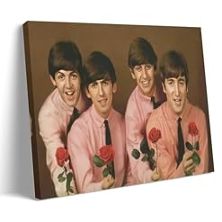 LUISAS Poster vintage des Beatles – Peinture sur toile – Impression d’art moderne pour chambre à coucher – 40 x 60 cm - Les Beatles, Paul McCartney, John Lennon, RIngo Starr, George Harrison