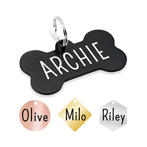 Ultra Joys Personalized Dog Tags Engraved for Pets – Front and Back Custom Dog Tags for Pets – Stainless Steel Dog Tags and Cat ID Tags – Personalized Dog ID Tags – Bone Tag in Black, Small Ultra Joys Personalized Dog Tags Engraved for Pets – Front and Back Custom Dog Tags for Pets – Stainless Steel Dog Tags and Cat ID Tags – Personalized Dog ID Tags – Bone Tag in Black, Small
