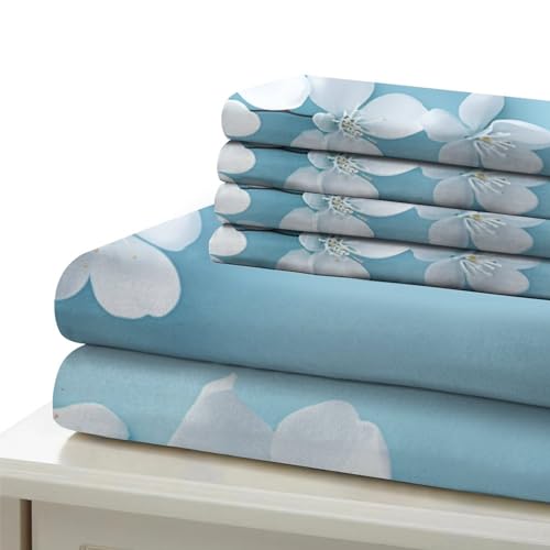 Parure housse de couette fleurs blanches 3D IOFEER collection de lit premium 200x200cm