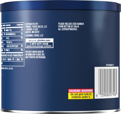 Image of PLANTERS Redskin Spanish Peanuts, Roasted Salted Peanuts, Plant Based Protein 12.5oz (1 Canister) (Pack of 2)