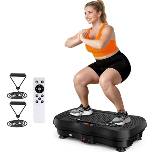 Vibration Plate Fitness Platform Exercise Machine Vibrating Lymphatic Drainage Shaking Full Body Shaker Workout Vibrate Board Sport Gym for Weight Loss Fat Burner for Women Men with Bluetooth Music