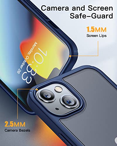Humixx Designed For Iphone 13 Case & Iphone 14 Case [10Ft Military Grade Drop Protection] [Anti-Scratch & Anti-Fingerprint] Shockproof Translucent Matte Back With Soft Bumper Protective Case,Navy Blue #TOP3