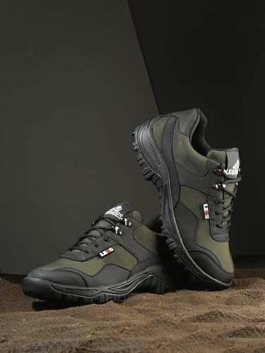 Image of Leo Men's Black Light Weight Casual Waterproof Shoes for Trekking, Hiking & Other Outdoor Activities