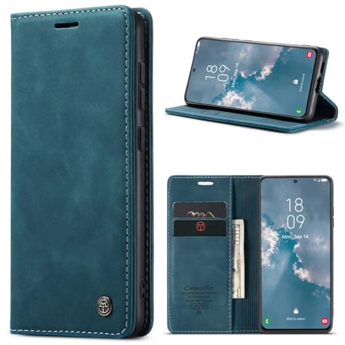 Étui Samsung S23 Plus König Design clapet bleu sarcelle
