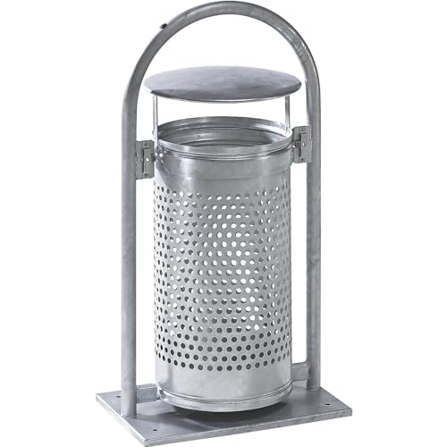 VAR | Außen-Abfallsammler | 65 l | Stahl | BxHxT 580 x 1145 x 380 mm | mit Rohrbogen und Dach | feuerverzinkt