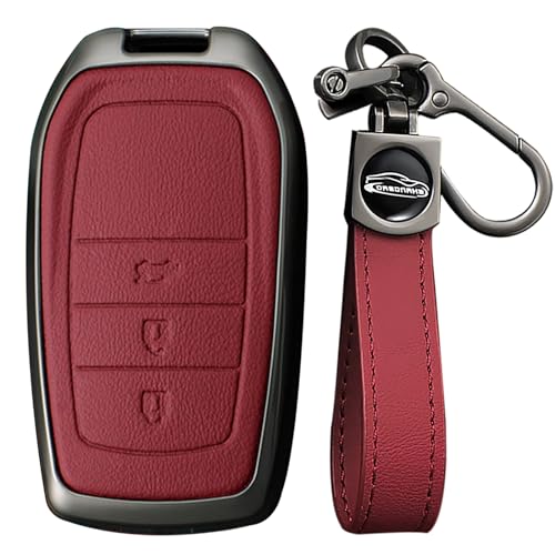 KUNIO Coque de clé pour Toyota Yaris Cross Yaris Hybrid Rav4 Aygo GR 2020 2021 2022 2023 Protection de clé Alliage de zinc Étui porte-clés 2/3 boutons, 3 boutons rouges, 3 Tasten