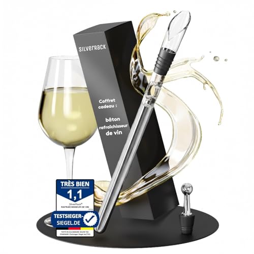 SilverRack Refroidisseur à vin avec bec verseur - Tige de refroidissement pour bouteilles de vin en acier inoxydable - Bâton de refroidissement pour vin - Ensemble cadeau refroidisseur de vin - Tige