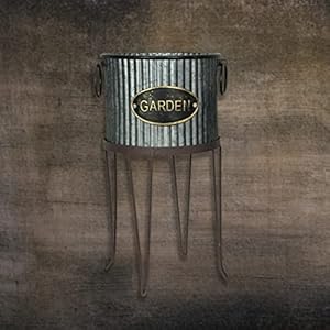 Zeckossetof2rusticfarmhousecorrugatedgalvanizedgreymetalroundindooroutdoorgardenplanterswithstandsplantpotswesterndecor1619incheshigh Urban Country Home Decor Zeckos set of 2 rustic farmhouse corrugated galvanized grey metal round indooroutdoor garden planters with stands plant pots western decor 16 19 inches high urban country home decor