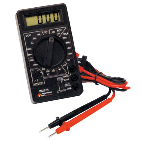 Image of Performance Tool W2974 Digital Multimeter Tester 2000 Counts with AC DC Voltmeter and Ohm Volt Amp Meter, Measures Voltage, DC Current Measurement, Automatic Zero Adjust, 9V Battery Included