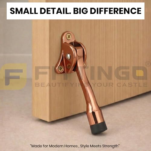 Image of Round Rubber Door Stopper /Heavy Duty Rubber Door Stopper for Home /Stopper with Rubber Grip (5 inch) Rose Gold - Pack of 2-| 3 Years Warranty |