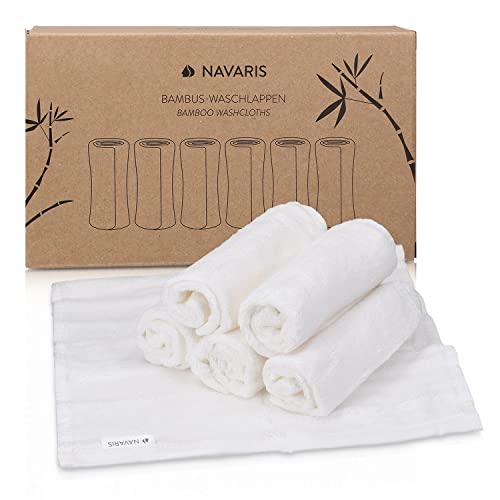 Navaris 6x Toallas de tocador de bambú - Toallitas de muselina para cuidado infantil del bebé o facial - Toalla de tela suave - 25 x 25 CM - Blanco