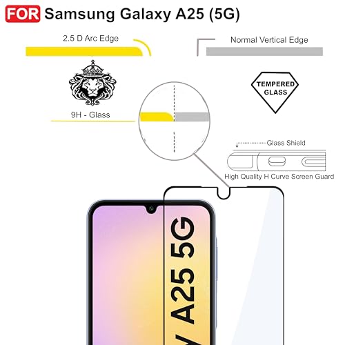 Image of CEDO Tempered Glass for Samsung Galaxy A25 (5G) | Screen Protector Full HD Quality Tempered Glass Anti-Scratch Edge to Edge Coverage with Easy Installation Kit (Black)