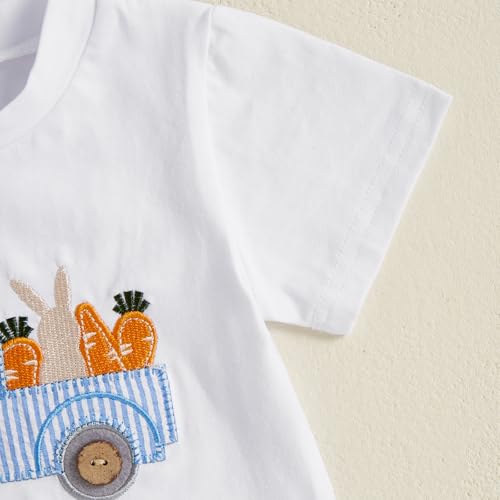 Image of Kavousa Toddler Boy Easter Outfit Baby Boy Bunny Short Sleeve T Shirt And Shorts Set 2 Piece Spring Summer Clothes
