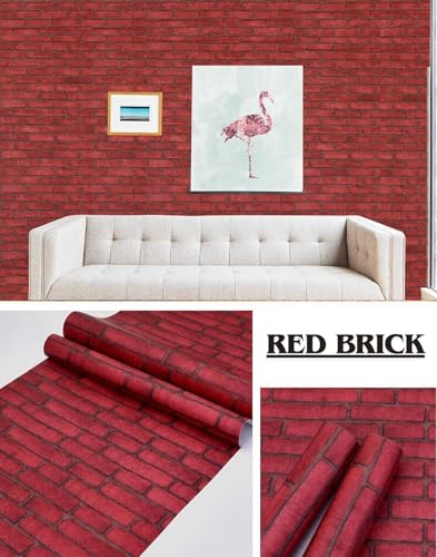 Image of HOME13 Self Adhesive Wood Grain Wallpaper for Furniture Vinyl Sticker Wooden Door Desktop Wall Paper Kitchen Wallpaper (2 feet by 5 feet, Red Bricks Wooden)