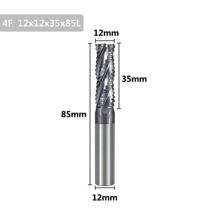 Fraise En Bout D'ébauche À 4 Cannelures, 8mm-12mm-16mm, Super Revêtement, Fraise HSS, Machine CNC, Mèche De Routeur Pour Outils En Bois/aluminium/acier,12xD12x35x85L