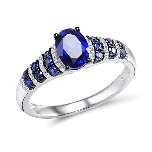 Bague pour femme en verre ovale bleu mariage et bijoux de luxe