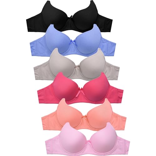 Image of Mamia Women's Basic Plain Bras, Pack of 6