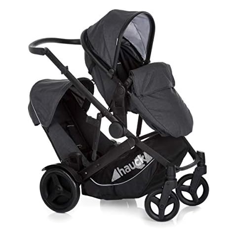 Hauck Geschwister Kinderwagen Duett 3 / Buggy für 2 Kinder / Sitz Oben Umbaubar in Baby Wanne Cover
