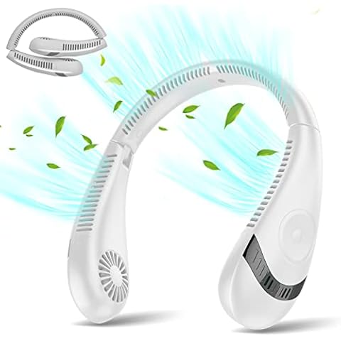 MSEVC Neck Fan, 5000mAh Foldable Bladeless Fan 360° Cooling Wearable Personal Fan, Rechargeable Hand-free Neck Fan with 3 Speeds, 80 Air Outlet for Travel, Outdoor, Home, Office, School, Camping Cover