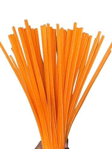 Image of 100Pcs Pipe Cleaners Craft Set | Chenille Stem Fuzzy Sticks DIY Craft Supplies for Art Projects Activities, Decorations, Flower Making, Modeling & Sculpting (Light Orange)