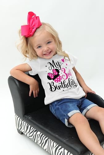 Luke and Lulu Kids Girls 3rd Birthday Outfit - Adorable Girl Shirt, Mouse 3rd Birthday Shirt for 3 Years Old3
