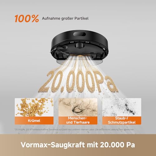 dreame D20 Air Plus Saug- und Wischroboter mit 20.000 Pa Saugkraft, Verwicklungsschutz, selbstentleerendem Dock, Teppich-Tiefenreinigung und Smart-Navigation.