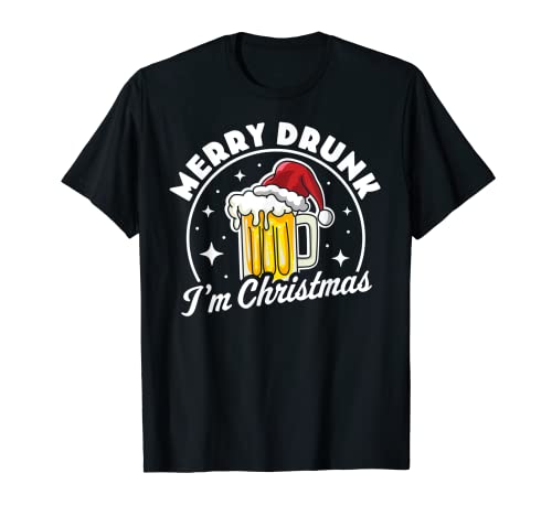 Chapeau de Père Noël humoristique avec inscription « Merry Drunk I'm Christmas » T-Shirt