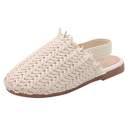 Baby Girls Boys Sandals 1-11T Little Kid Toddler Summer Retro Weave Pattern Beach Shoes Closed-Toe Slippers Rubber Sole Boots (Beige, 2-2.5 Years old)