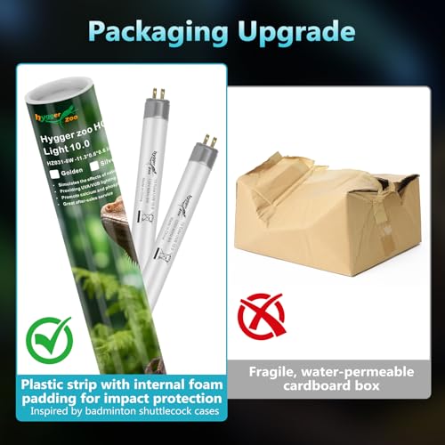 Image of 2-Pack UVB Reptile Light 10.0 Bulb 39W T5 Fluorescent Desert Lamp UVA for Bearded Dragon Tortoise Reptile & Amphibian