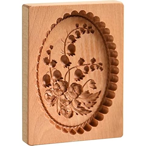BOLYUM 3D Molde de Galletas de Madera en Forma de Corazón Floral Cover