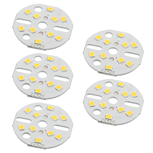 Othmro Chip LED da 5 W, diametro 32 mm, 2835 SMD LED, lampadina in alluminio 15-17 V, bianco caldo 3000 K, 120 lm, 5 pezzi