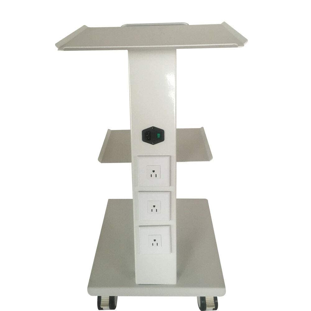 DNYSYSJ Lab Trolley,Multi-Function Metal Mobile Trolley w/Built-in Socket,3 Layers Tray Rolling Clinic Cart,360° Silent Rolling Wheels for Lab Clinic Salon