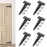 bisagras puertas de paso  5 Piezas Bisagra Forma en T, Bisagras de Puerta T, Visagras para Puerta de Madera, Con 30 Tornillos Negros, Adecuados Para Puertas de Jardín, Puertas de Granero, Puertas de Cobertizo(Negro)