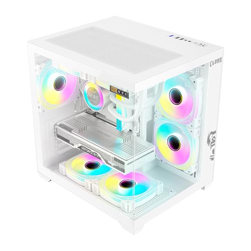 Gabinete Gamer Grodd Snow Clanm com 5 FAN RGB Design Moderno Excelente Fluxo de Ar, Compatível com Placas ATX, Ideal para Setups Gamers