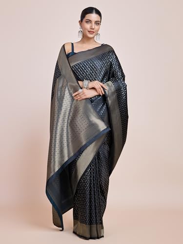 Image of Monjolika Fashion Women's Banarasi Pure Kanjivaram Style Satin Silk Saree With Blouse Piece for Wedding