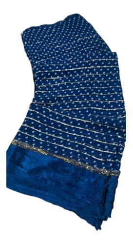 Image of Women's Pure Viscose Bandhej Print Georgette Saree with Silver Border & Blouse Peice