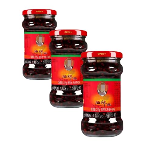 YIJIA | Aceite de Guindilla con Cacahuete 275g X 3 Botella - Un gran condimento para casi todos los platos chinos