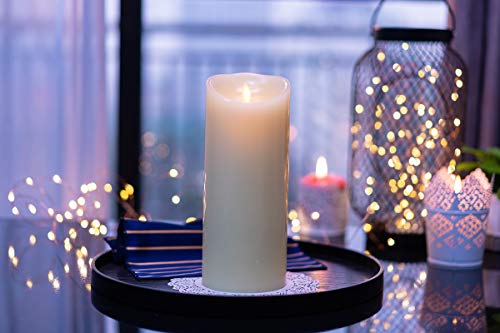 Allwell Flameless Candle Led Real Wax Pillar Candle: Vanilla Scented Realistic Dancing And Flickering Moving Wick Battery Operated Candle With Timer And Remote,3.5"X 9", Ivory #TOP3