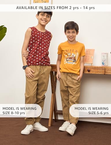 Image of Amazon Brand - Symbol Boy's Cotton Strechable Jogger | Elasticated Waistband and Cuff | Age 2-14 Years