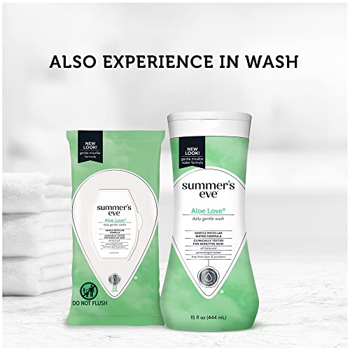 Summers Eve panos de limpeza Aloe Love – 32 unidades, pacote com 4
