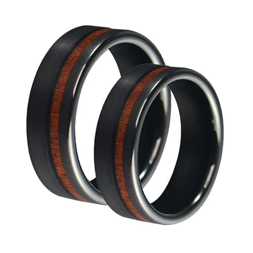 Bague Tungstene Femme Couple Anneau Bois Bijou Mariage Quotidien