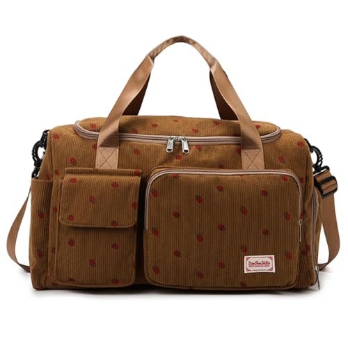 Bolsa de Gimnasia, Bolsa de Lona Linda de Gran Capacidad con Zapato y Compartimento húmedo, Bolso de Fresa con Banda de Barra de Equipaje, manija y Correa para Viajar, Deportes, Baile, Yoga natació