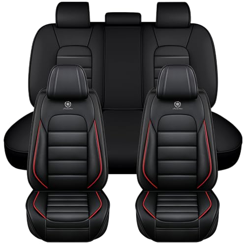 Image of Full Set Seat Covers for Volkswagen Golf SportWagen 2015-2019, Black-Red