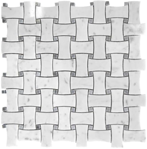 Apollo Tile White and Grey Basketweave Marble...