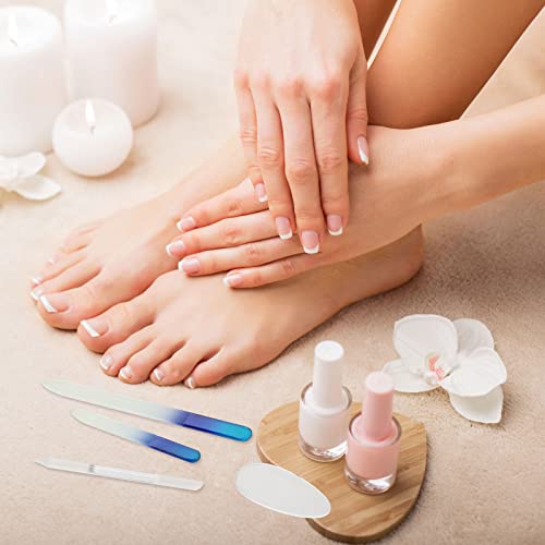 6 Pcs Glass Nail File And Nail Shiner Set Includes 2 Manicure Pedicure Glass Nail File 1 Cuticle Trimmer 2 Nano Finger Nail File 1 Nano Foot Scrubber Callus Remover Foot Care Pedicure (Blue Gradient) #TOP6