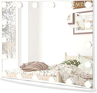 RELAX4LIFE Hollywood Vanity Mirror, Tabletop or Wall-Mounted Makeup Mirror with 18 LED Bulbs, 3 Color Lighting Modes & Detachable 3x Magnifying Mirror, Touch Control Cosmetics Mirror for Bedroom
