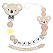 TYRY.HU Attache Sucette Nom Personnalisé Prenom Silicone Koala Clips factices Anneau de Dentition pour Garçons et Filles Bébé Sans BPA(Beige)