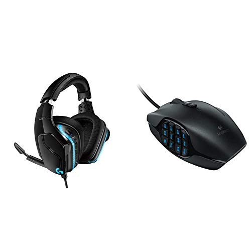 Logitech G635 DTS, X 7.1 Surround Sound LIGHTSYNC RGB PC Gaming Headset & 600 MMO Gaming Mouse, RGB Backlit, 20 Programmable Buttons